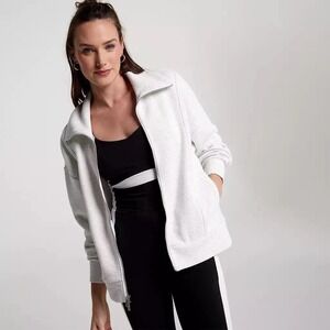 NWT CALIA Carrie Underwood Elevate Textured Knit Zip Jacket Raw White Large